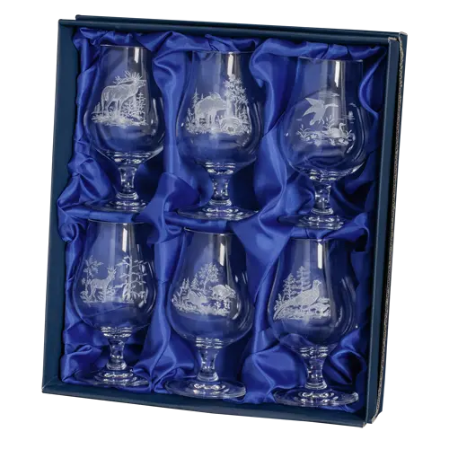 Kristallgläser im Geschenkkarton- 6 Obstbrandgläser Fritzmann