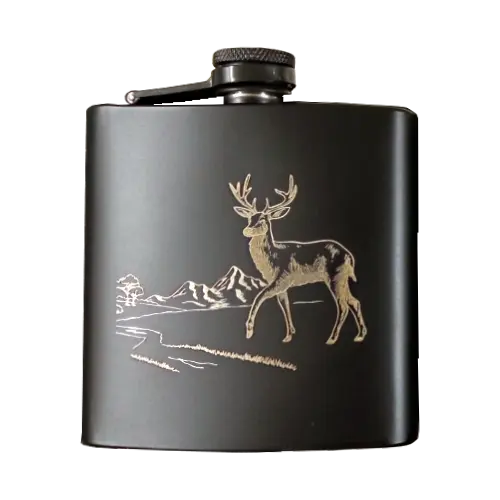 Flachmann Edelstahlflasche mit Hirschmotiv Fritzmann