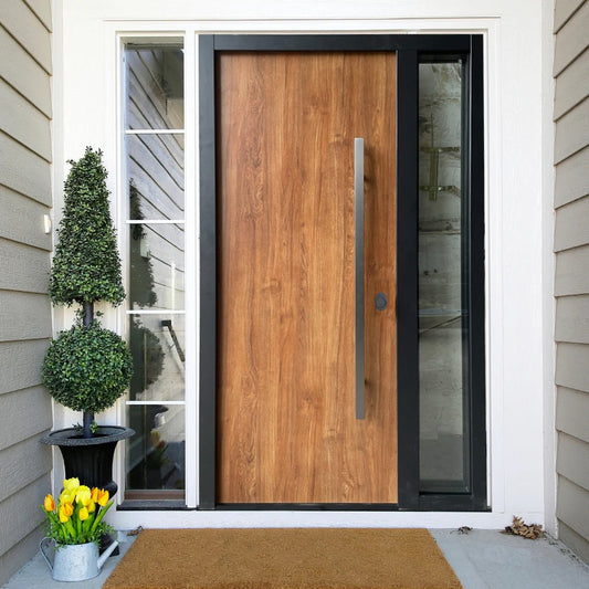 Sicherheitstür – extra Breit Holzdesign mit Fenster Habee