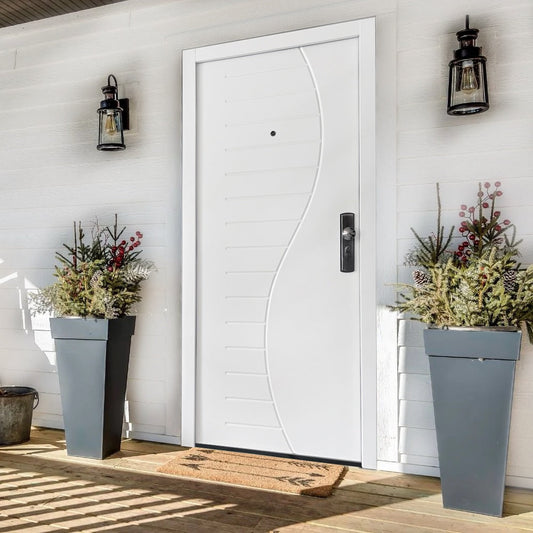 Sicherheitstür mit Wellen-Design Weiß Habee