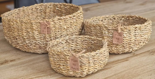 Dekokörbchen Seeggras 3-teilig  Ø 20 | 25 | 30 cm 100% Naturprodukt