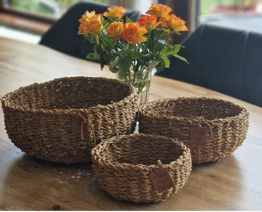 Dekokörbchen Seeggras 3-teilig  Ø 20 | 25 | 30 cm 100% Naturprodukt