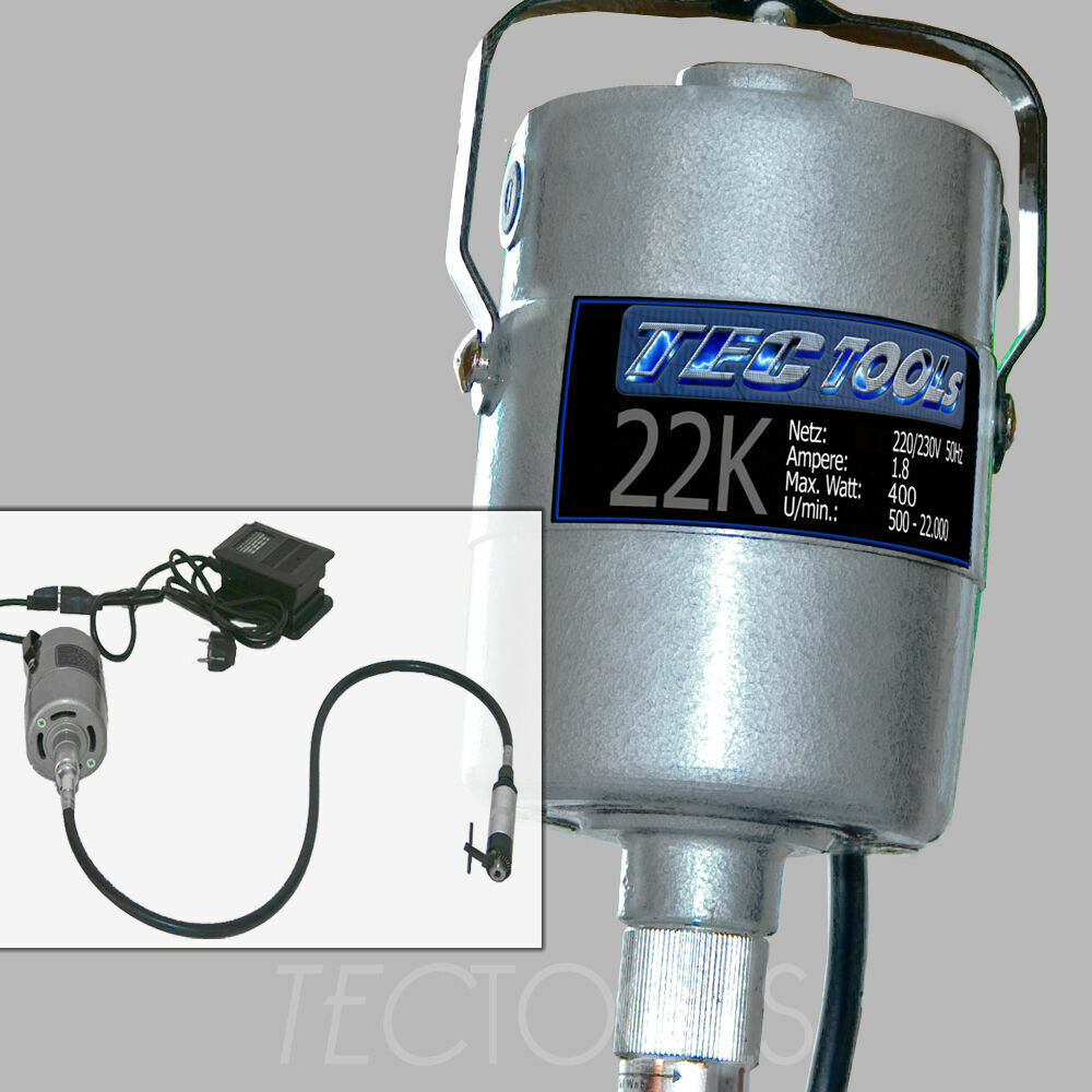 Feinbohrschleifer Biegsame Welle mit Hängemotor 22.000 RPM mit Fußschalter TecTools