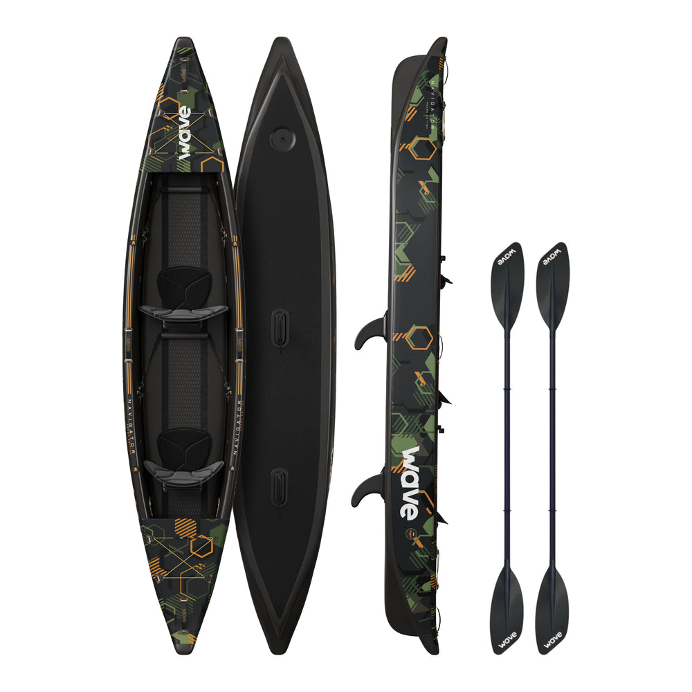 2-Personen-Kajak mit Drop-Stitch - Wave Navigator 3.0 Camouflage