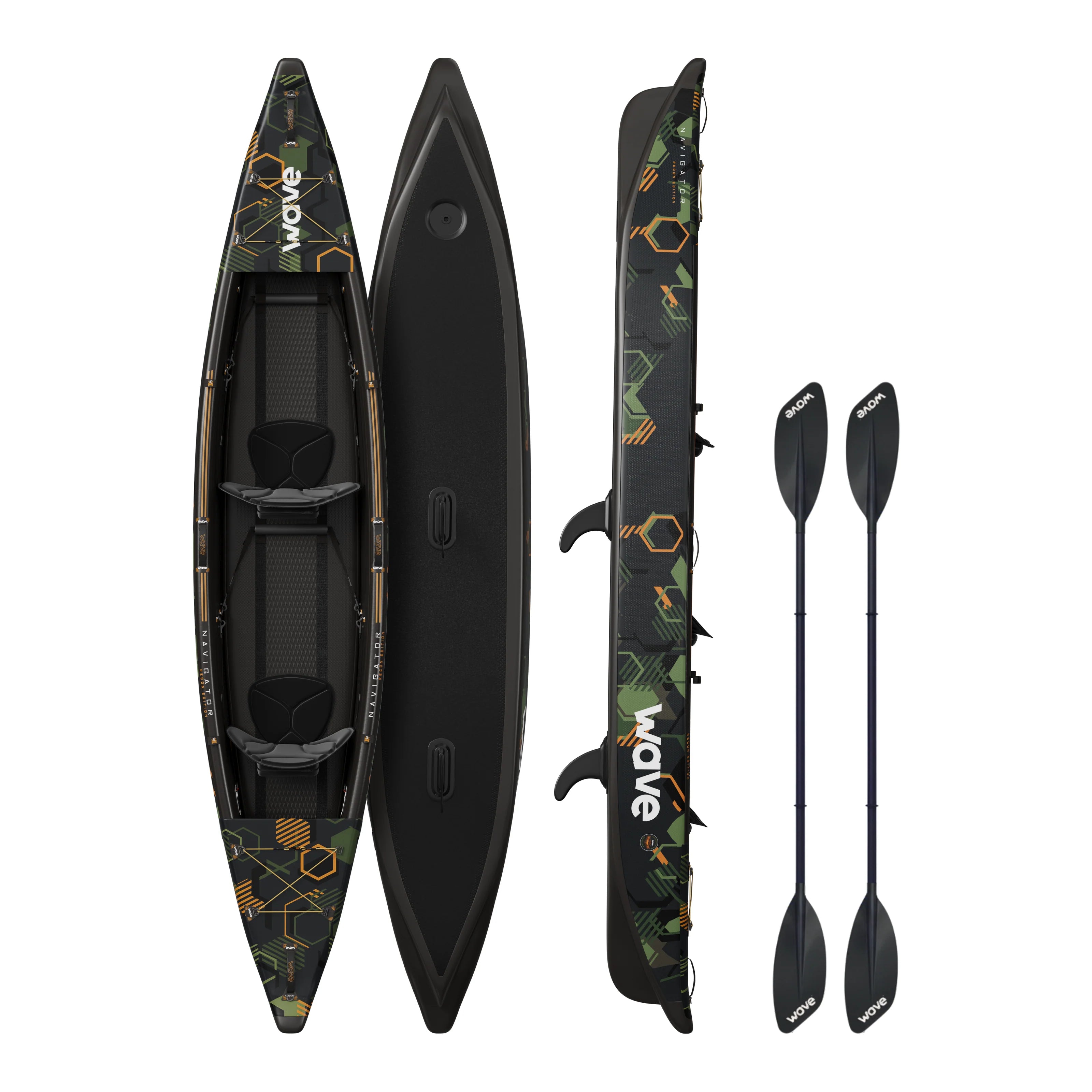 2-Personen-Kajak mit Drop-Stitch - Wave Navigator 3.0 Camouflage