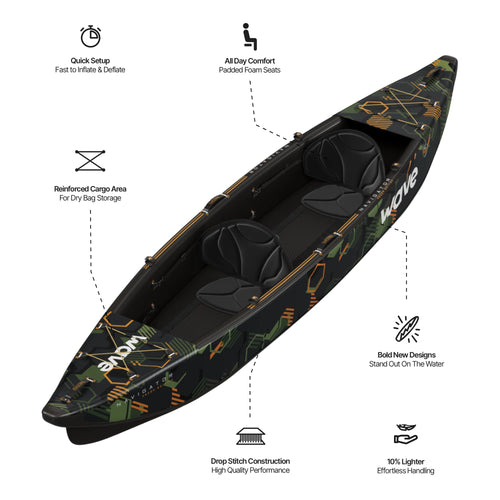 2-Personen-Kajak mit Drop-Stitch - Wave Navigator 3.0 Camouflage