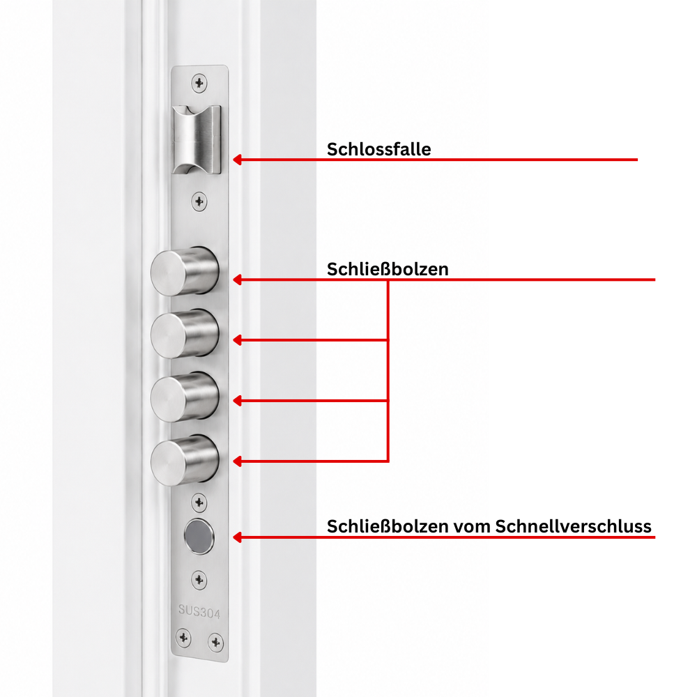 Sicherheitstür Haus- und Wohnungstür mit 13 Schließbolzen Weiß AH001