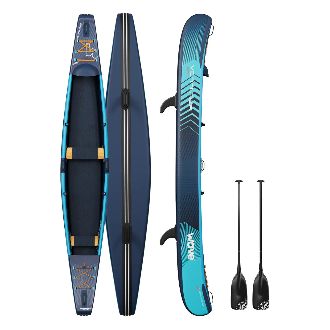 2-Personen-Kajak mit Drop-Stitch Kanadier-Kanu - Wave Venturer